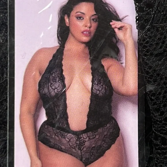 oh la la cheri | Intimates & Sleepwear | Oh La La Cheri Plunging Lace  Halter Teddy With Tanga Back 3x4x Nib Black | Poshmark